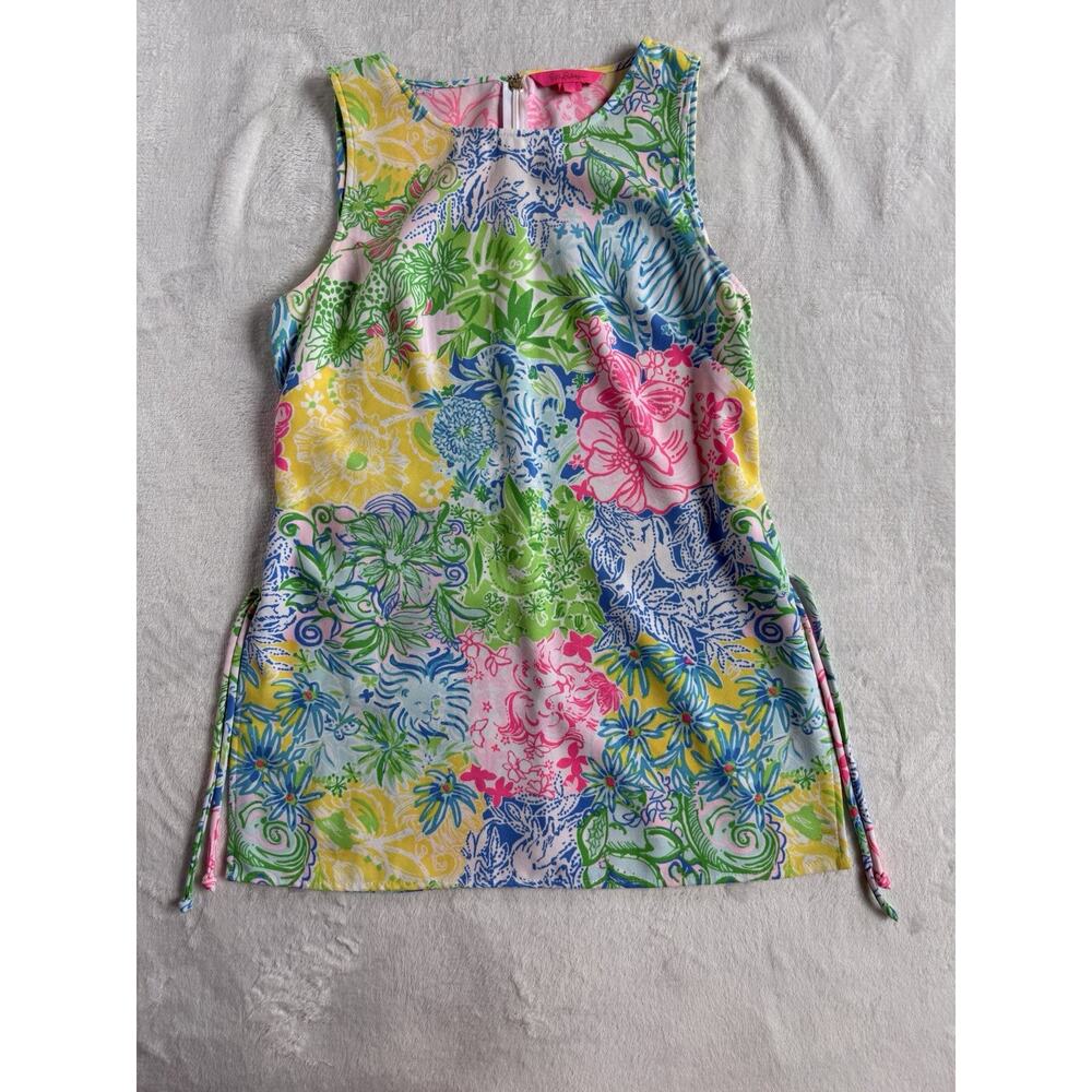 Lilly Pulitzer Donna Tunic Top Multi Colored Floral Cheek To Cheek Zip Up Small